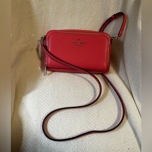 Kate Spade Pink Staci Dual Flap Bag with Crossbody Strap
